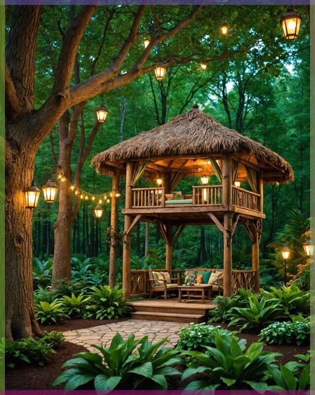 Đặc trưng của sân vườn miền Tây - Chòi nghỉ bằng tre, gỗ, mái lá – vừa thân thiện vừa gần gũi