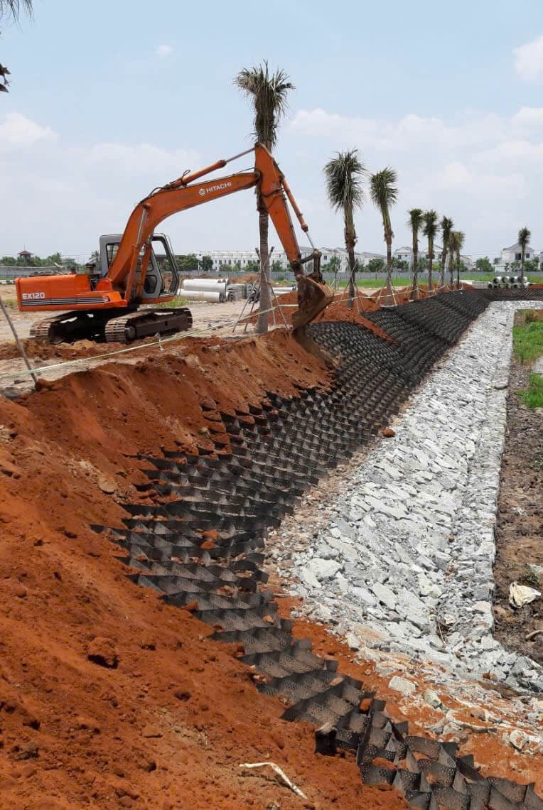 Định vị thi công mảng xanh trước