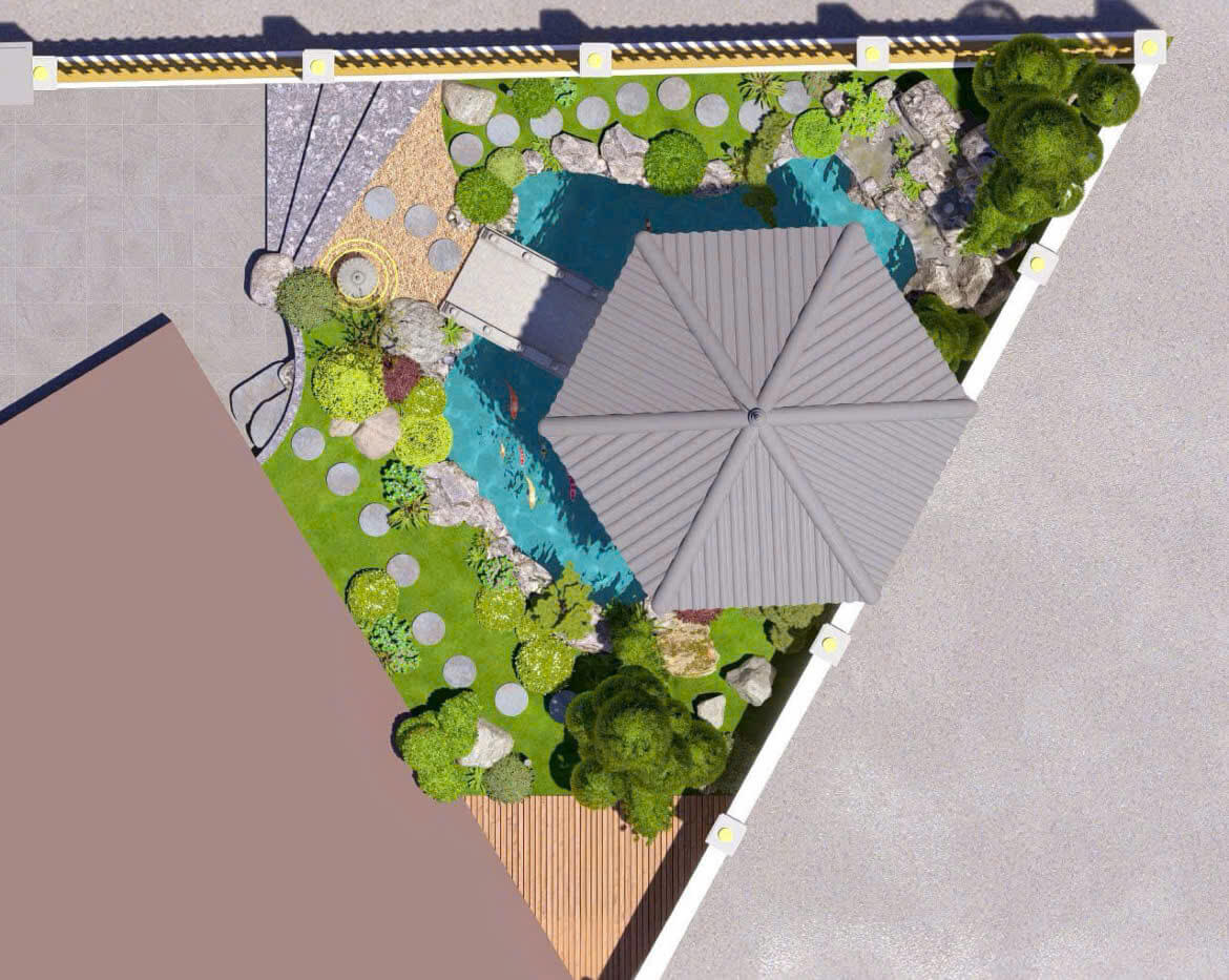 Thiết kế hồ cá Koi trong sân vườn TPHCM tạo điểm nhấn nổi bật