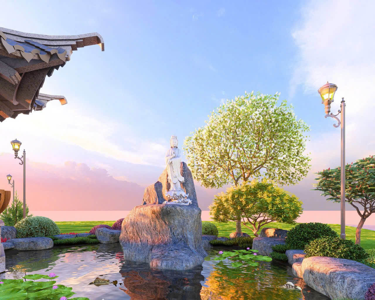 Thiết kế hồ cá Koi trong sân vườn TPHCM tạo điểm nhấn phong thủy