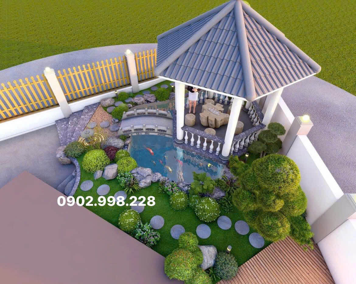 Thiết kế hồ cá Koi trong sân vườn TPHCM tạo điểm nhấn