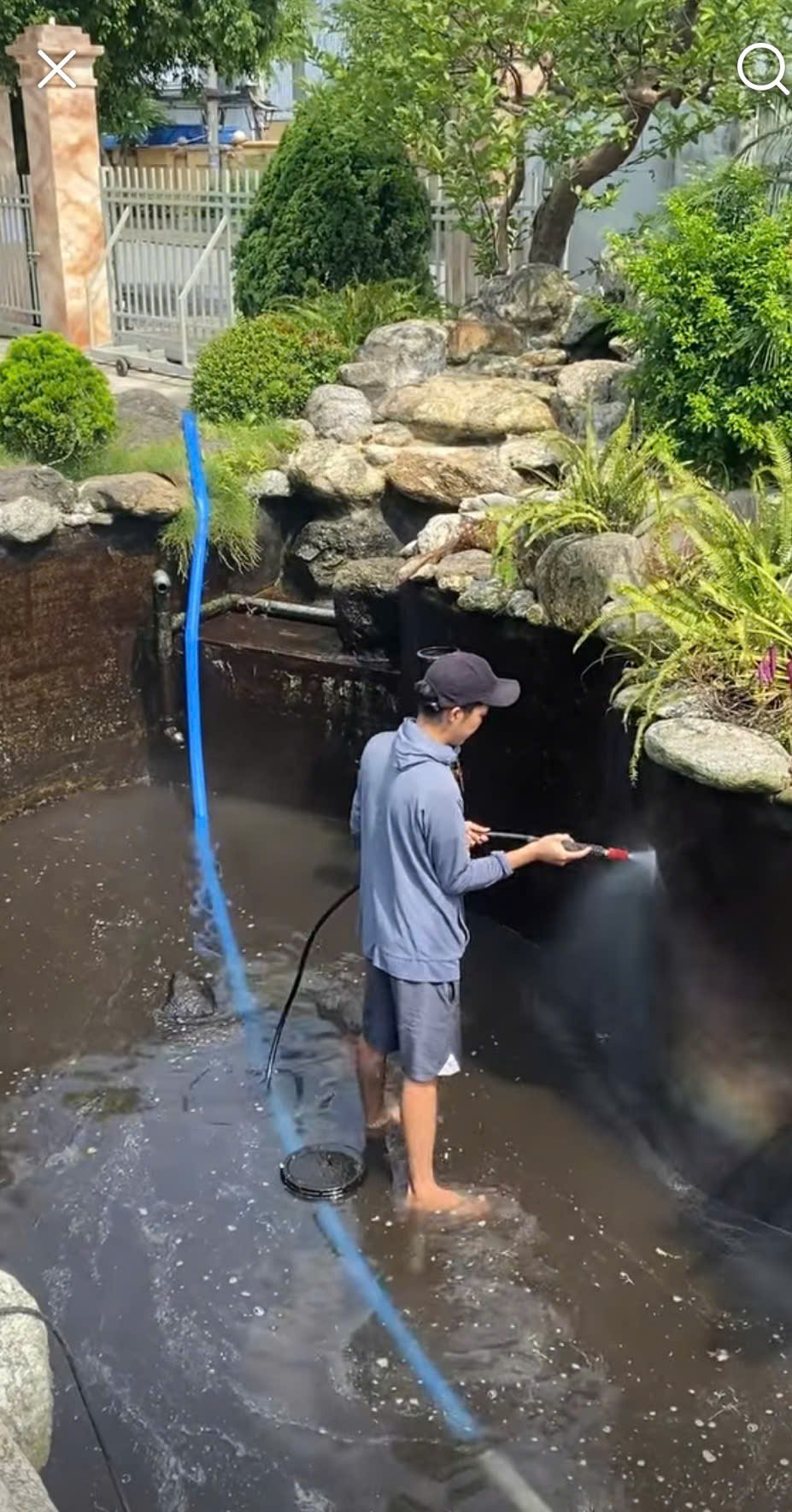 Vệ sinh lòng hồ cá koi