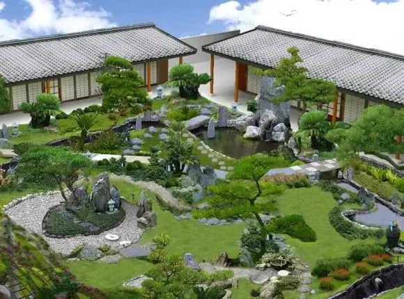 Cảnh quan sân vườn phong thuỷ hiện đại