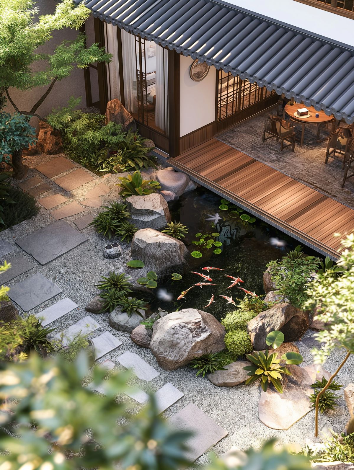 Mẫu sân vườn nhà phố TPHCM tối giản và xanh mát