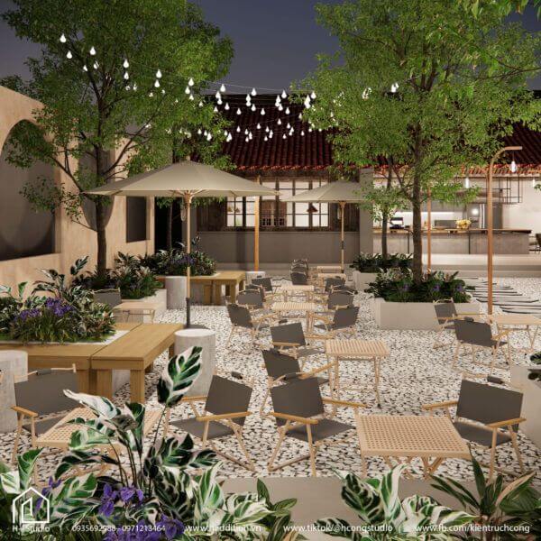 Mẫu thiết kế sân vườn quán cafe phong cách Nhật Bản