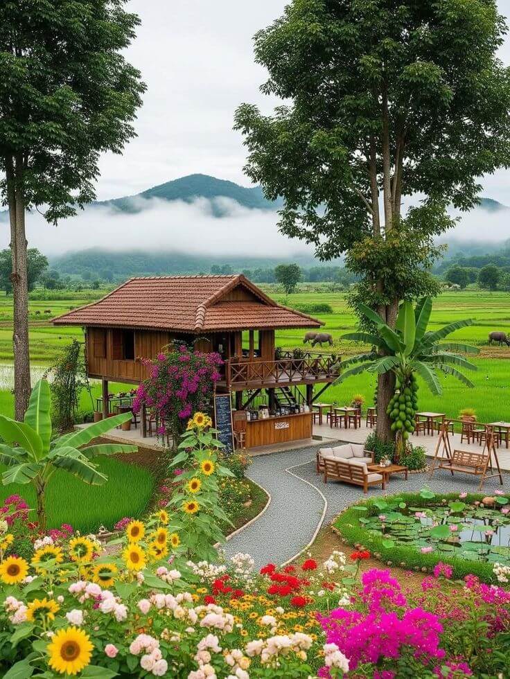 Sân vườn miền tây nhà chòi