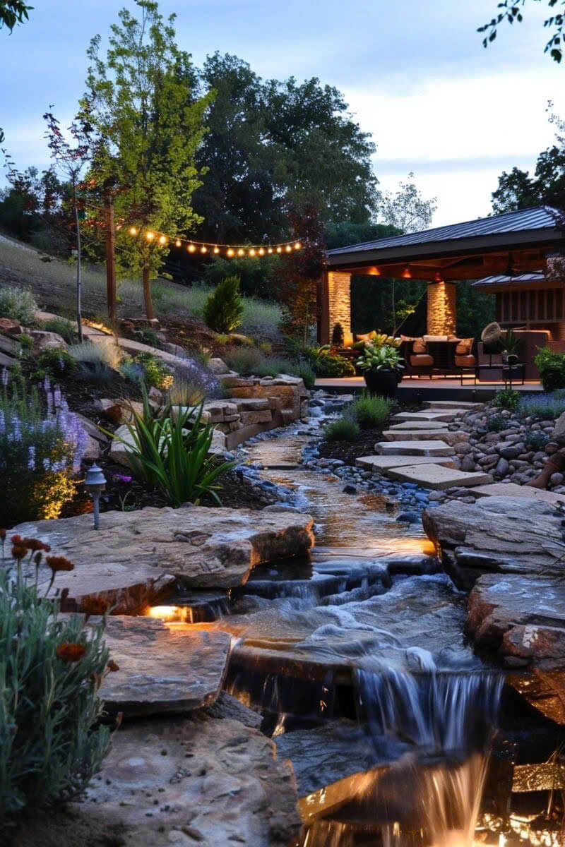 Suối nhân tạo đèn LED nghệ thuật