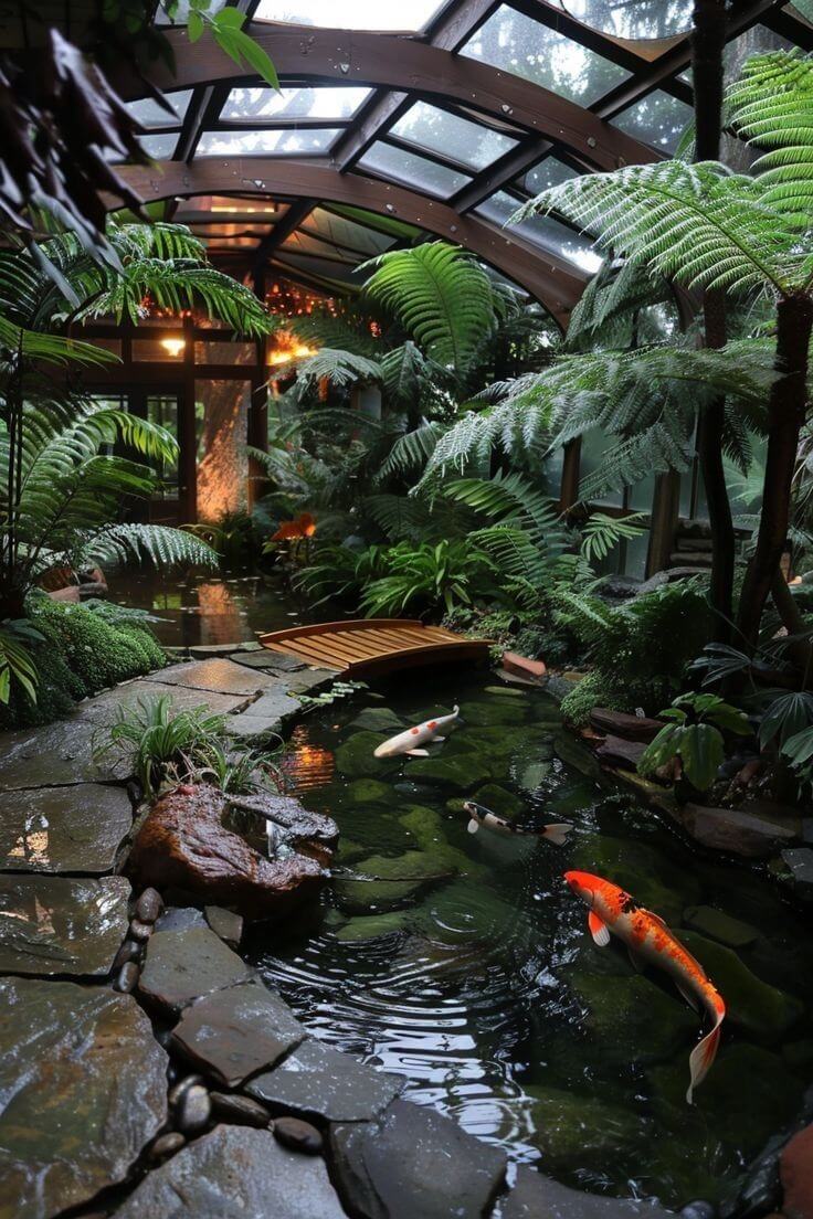 Suối nhân tạo kết hợp hồ cá koi