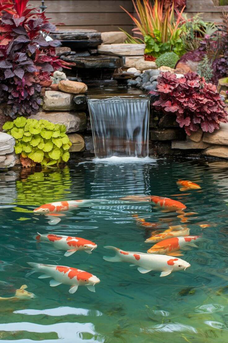 Suối nhân tạo kết hợp hồ cá koi