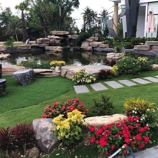 Thi công tiểu cảnh thác nước trong biệt thư