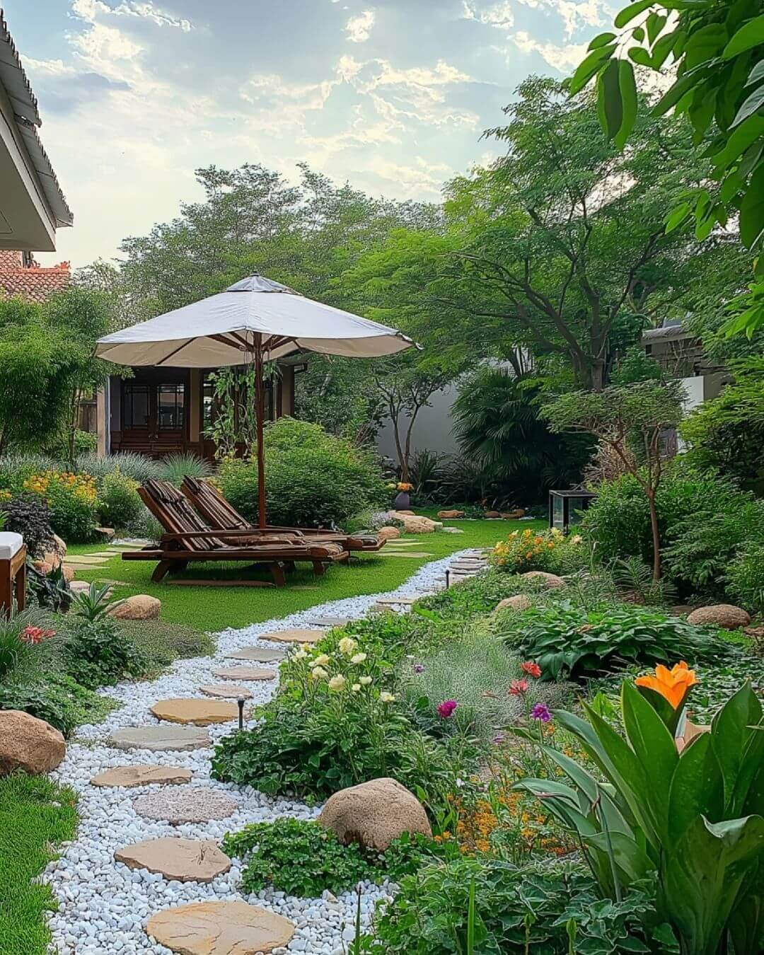 Thiết kế sân vườn lối đi khu vực sinh hoạt