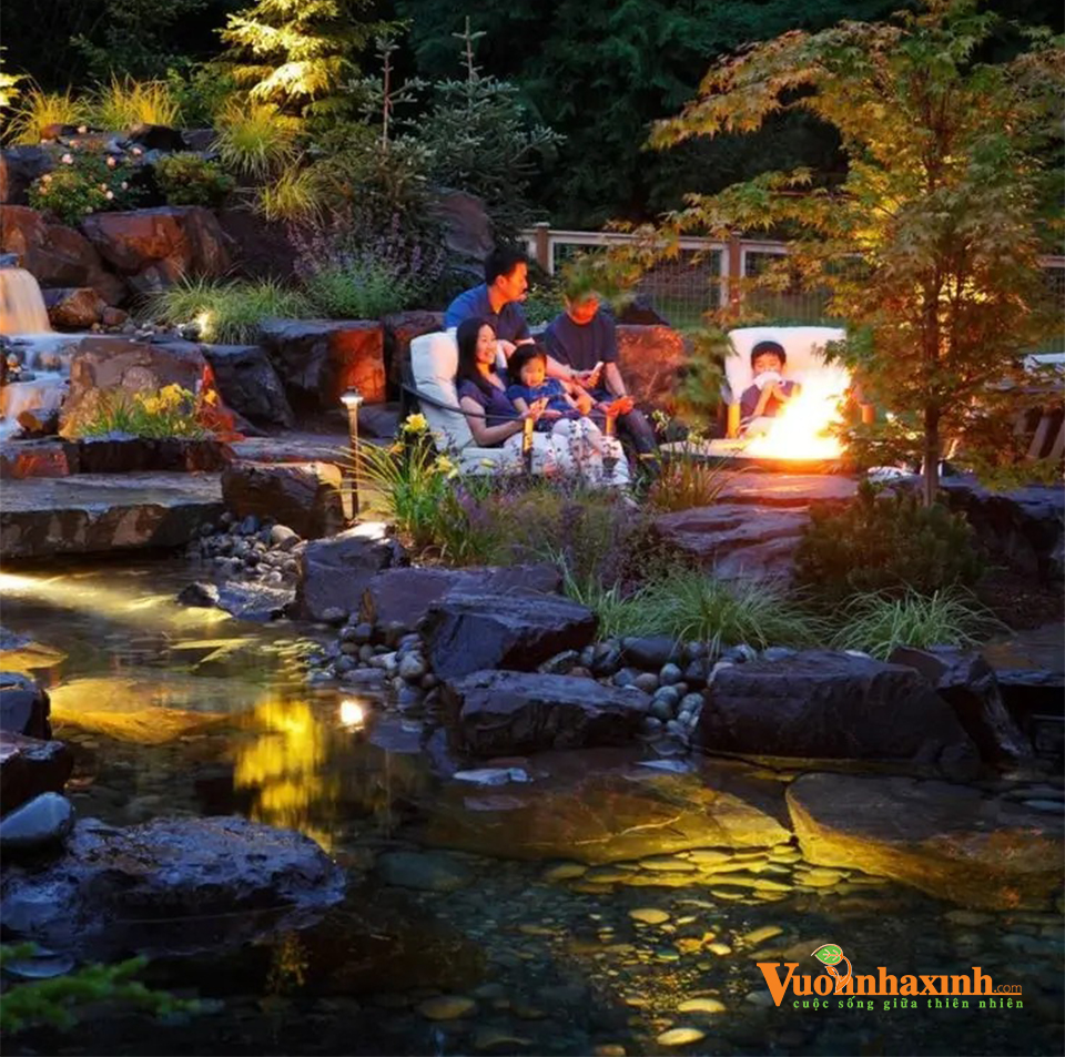Suối nhân tạo mini cho nhà phố nhỏ gọn, đẹp tự nhiên.